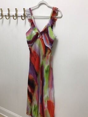 Steve Madden Vibrant Multicolor Pleated Midi Dress